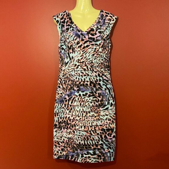 ⭐4 FOR $20⭐ London Times Women's Colorful Layered Dress - Size 10 - Picture 1 of 6